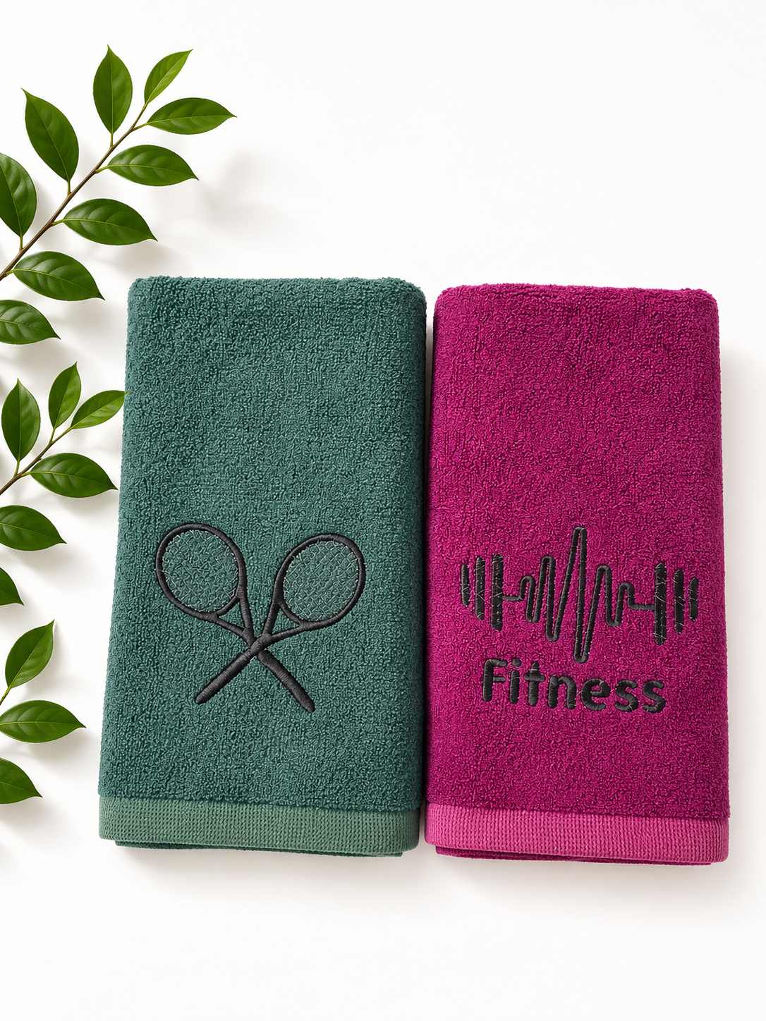 PACK OF 2 BAMBOO TOWEL MAROON AND GREEN