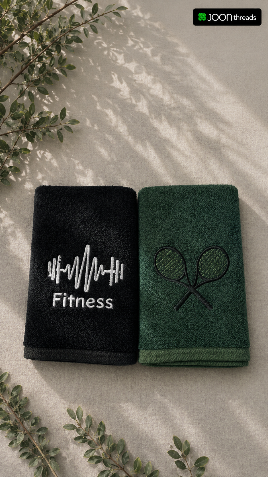 PACK OF 2 BAMBOO TOWEL GREEN AND BLACK