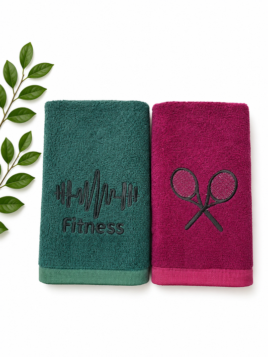 PACK OF 2 BAMBOO TOWEL MAROON AND GREEN