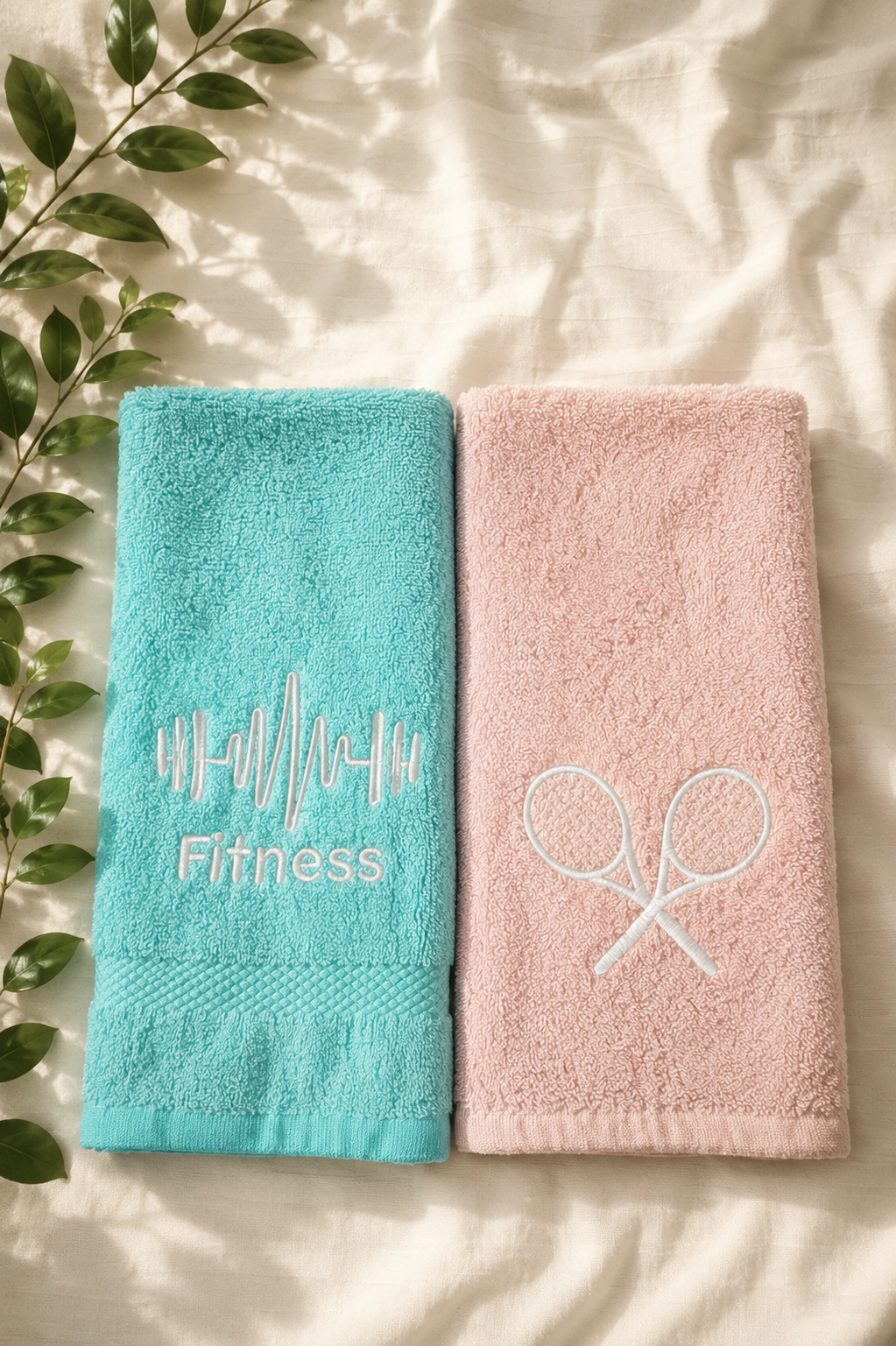 PACK OF 2 BAMBOO TOWELS BLUE AND PINK