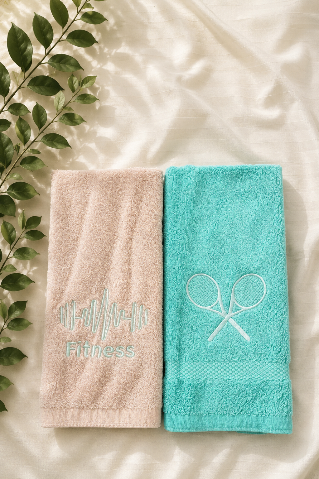 PACK OF 2 BAMBOO TOWELS BLUE AND PINK