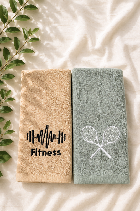 PACK OF 2 BAMBOO TOWEL GREEN AND BEIGE