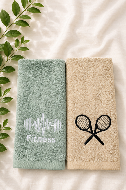 PACK OF 2 BAMBOO TOWEL GREEN AND BEIGE